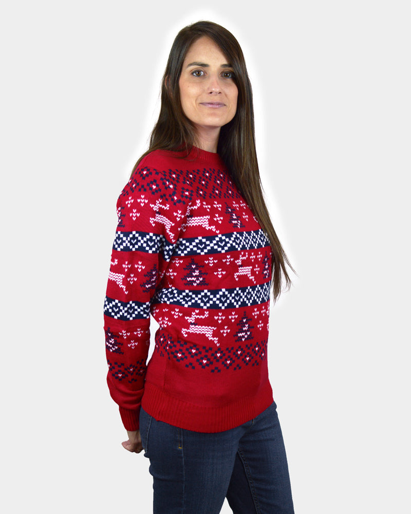 Maglione Natalizio di Coppia Rosso Canada donna