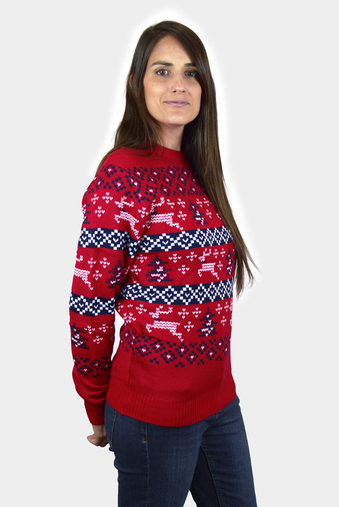 Maglione Natalizio di Coppia Rosso Canada donna