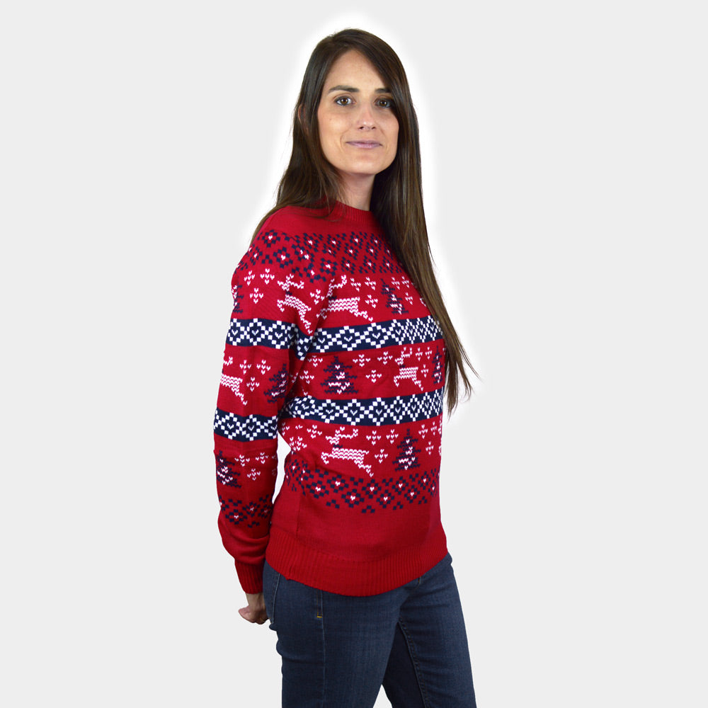 Maglione Natalizio di Coppia Rosso Canada donna