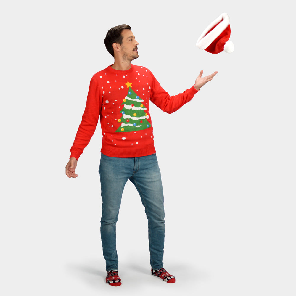 Uomo Maglione Natalizio Rosso Albero di Natale Uomo Coppia