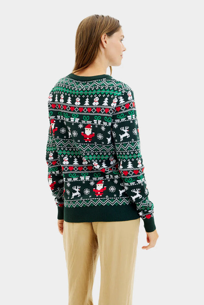 Maglione Natalizio di Coppia Verde in Cotone Biologico Jolly Christmas