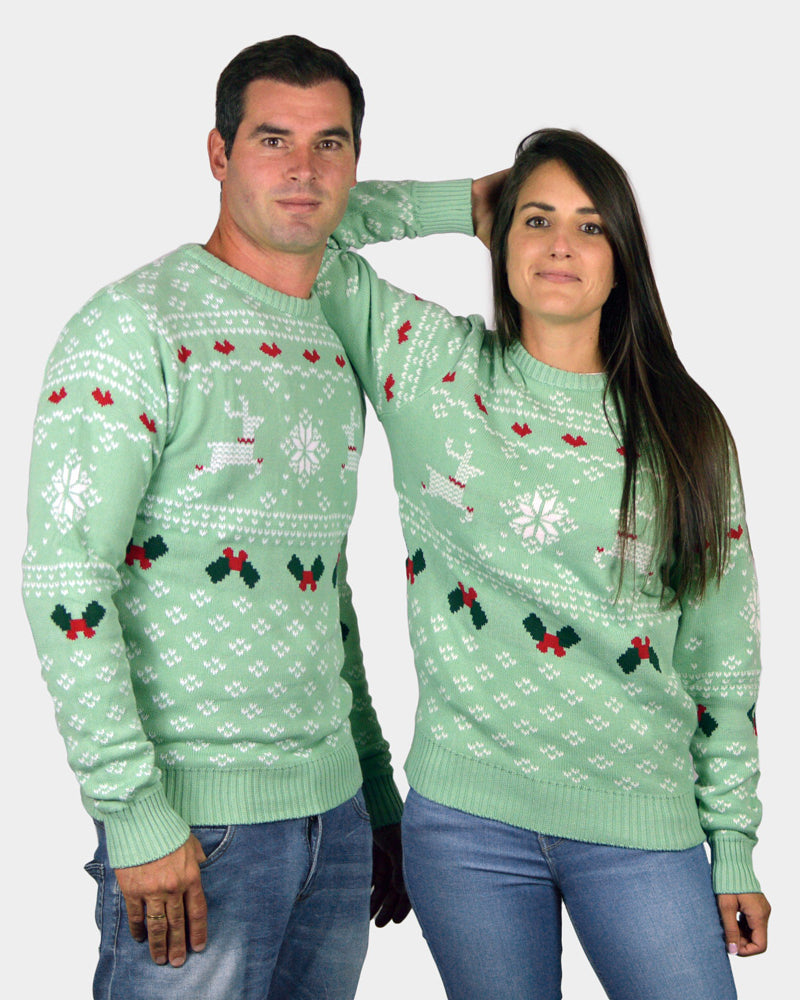 Maglione Natalizio di Coppia Verde Sweet Christmas