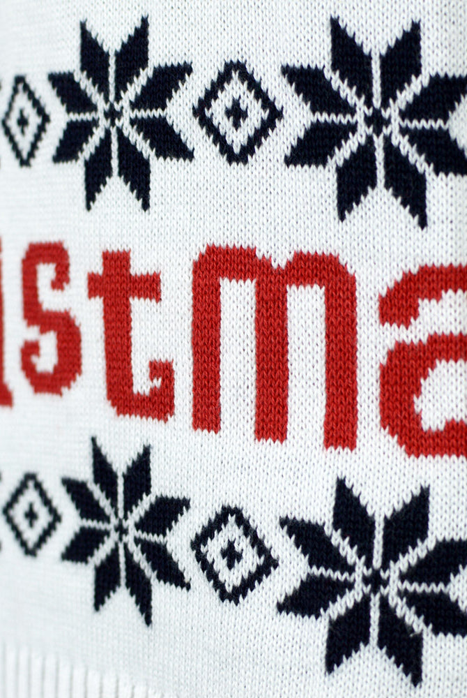 Maglione Natalizio Famiglia in Cotone Biologico Blu con Babbo Natale e Renna Rudolph