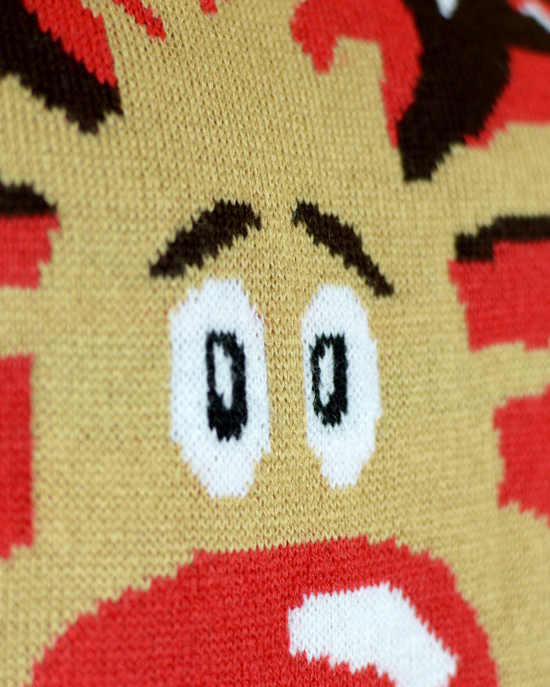 Maglione Natalizio Uomo Cotone Biologico con Renna Sciarpa