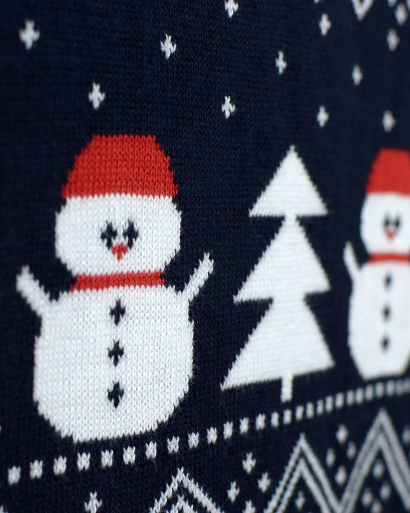 Maglione Natalizio da Donna con Alberi,  e Babbo Natale Pupazzi di Neve