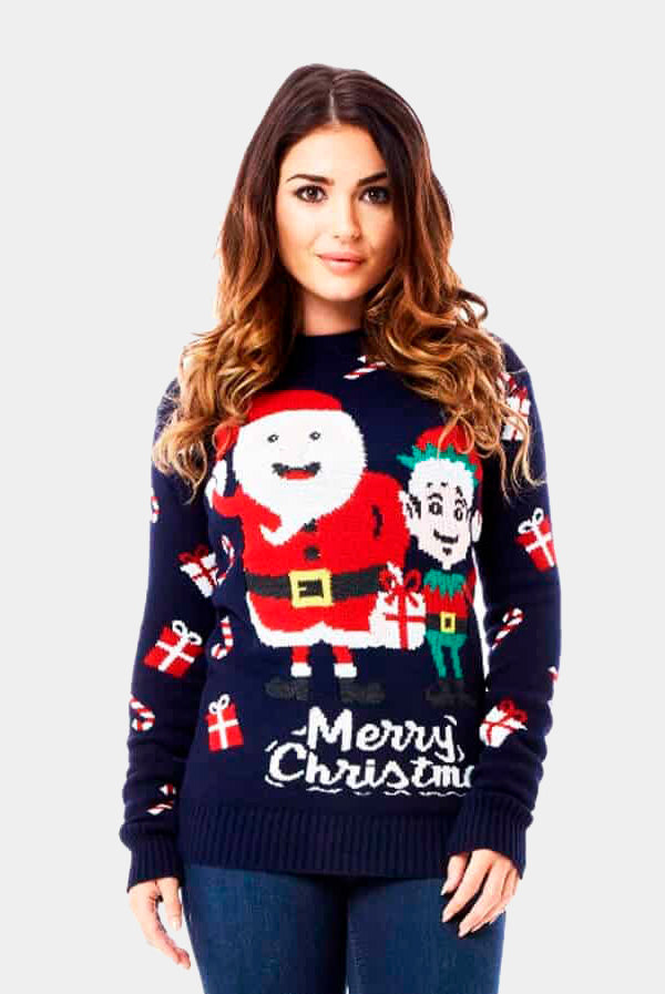 Maglione Natalizio da Donna Babbo Natale ed Elfo