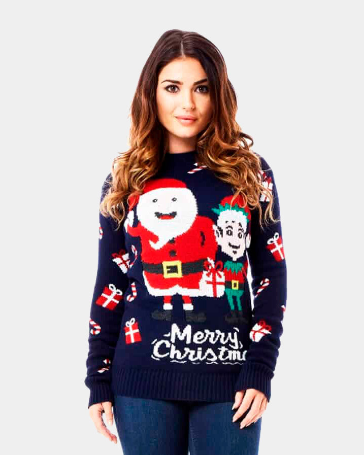 Maglione Natalizio da Donna Babbo Natale ed Elfo