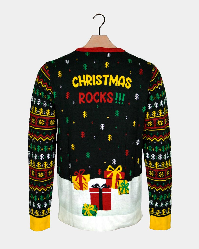 Maglione Natalizio da Donna Babbo Natale Rocker con Luci LED