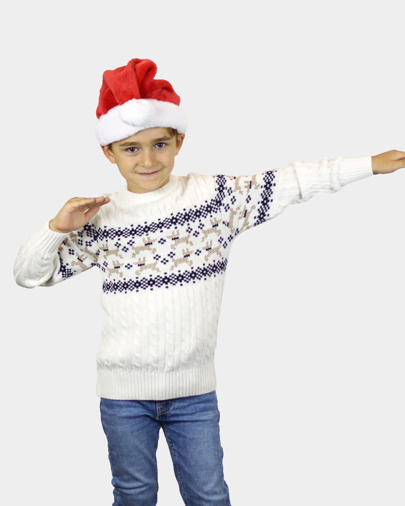 Maglione Natalizio da Donna Bambini Bianco Elegante Alaska