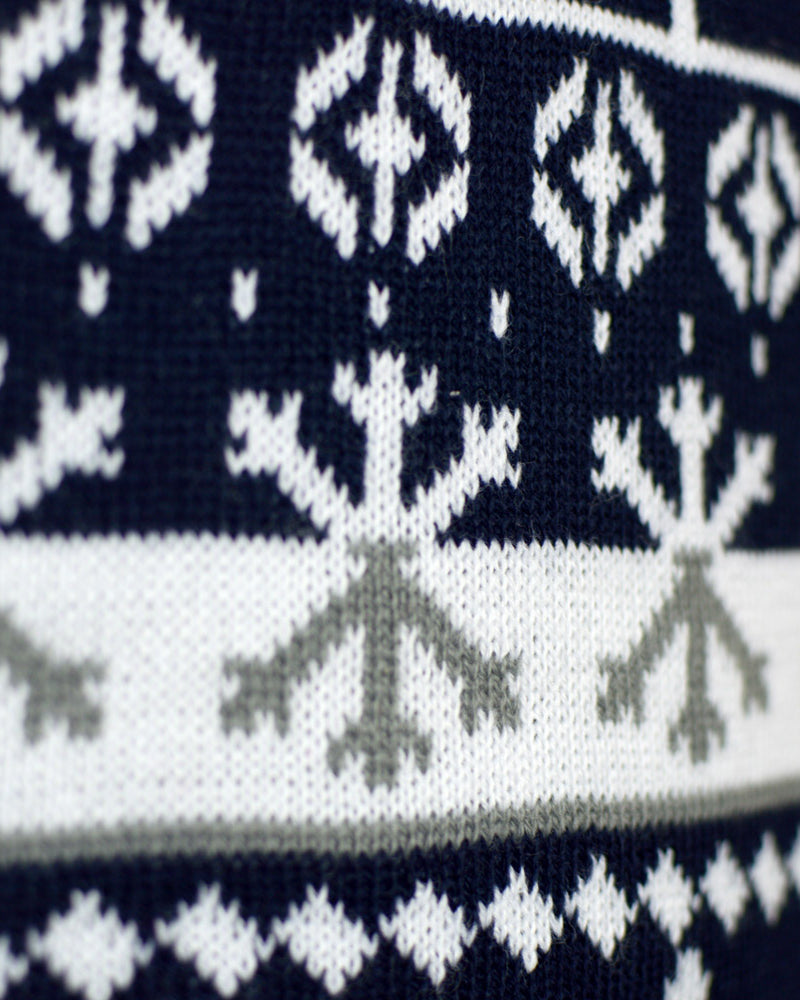 Maglione Natalizio da Donna Blu Alberi di Natale e Renne Neve