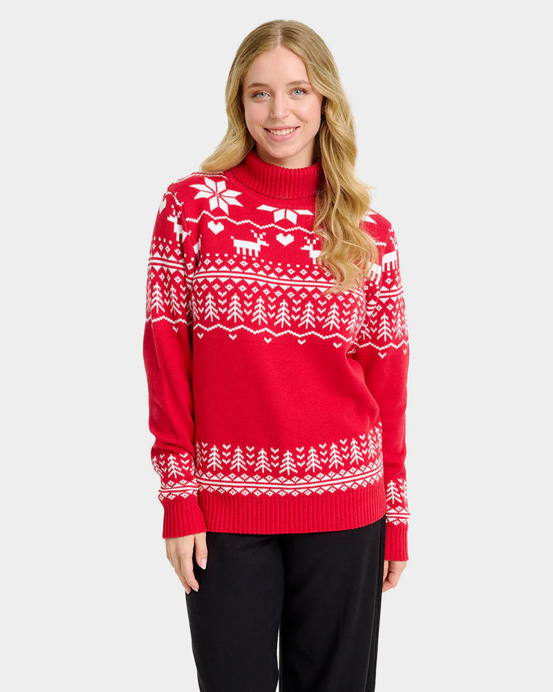 Maglione Natalizio da Donna in Cotone Biologico a Collo Alto Greenlandish