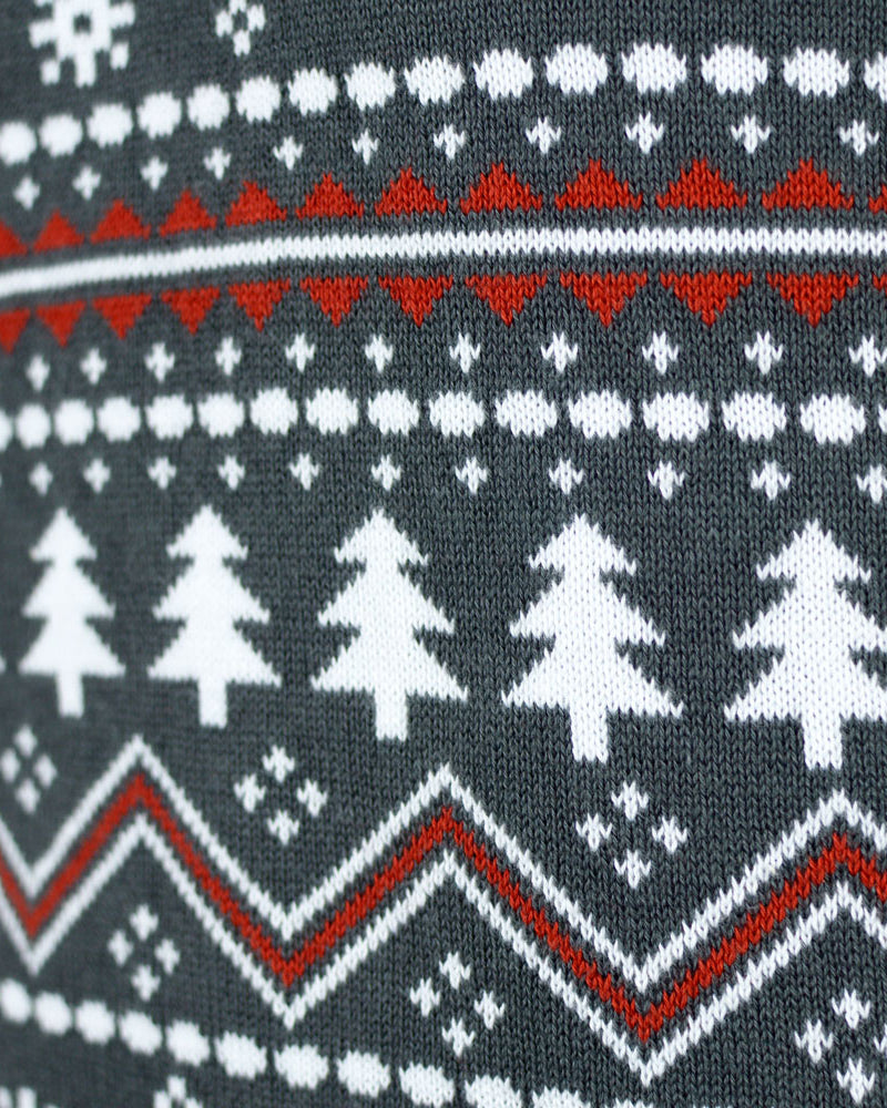 Maglione Natalizio da Donna Cotone Biologico Collo Alto Grigio