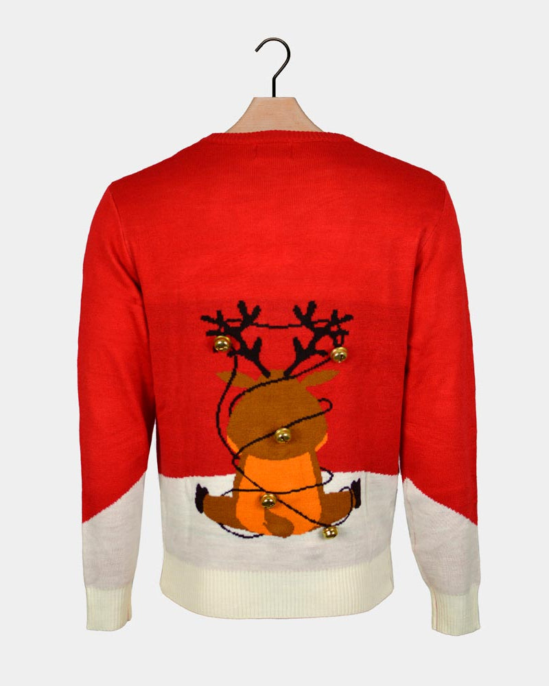 Maglione Natalizio 3D Donna Jingle Bells Suck Rosso con Campanelli