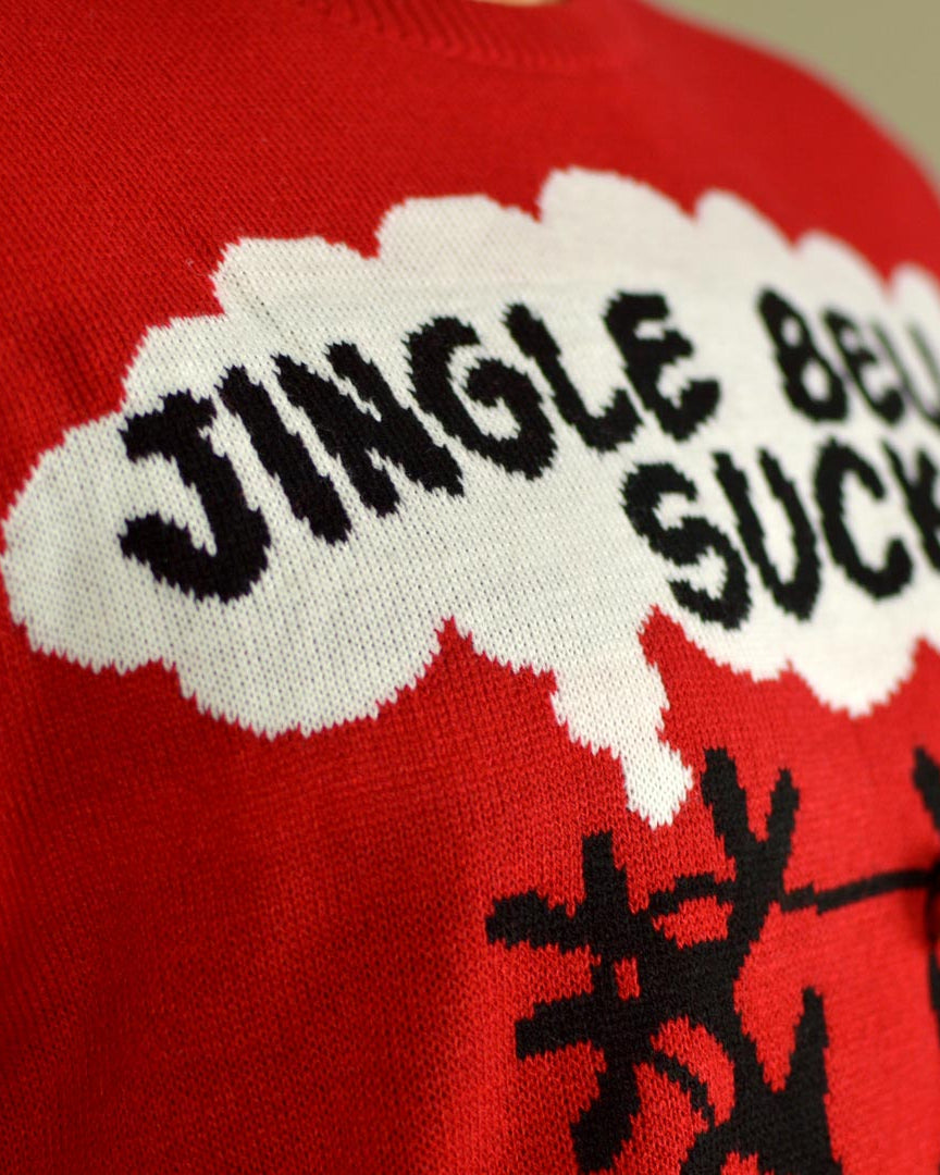 Maglione Natalizio da Donna Jingle Bells Suck Rosso con Campanelli