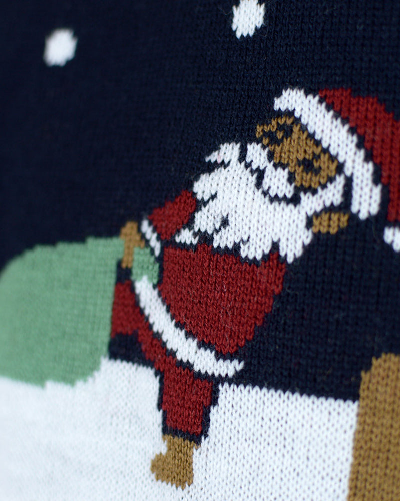 Maglione Natalizio Donna con Luci LED Blu Merry Christmas