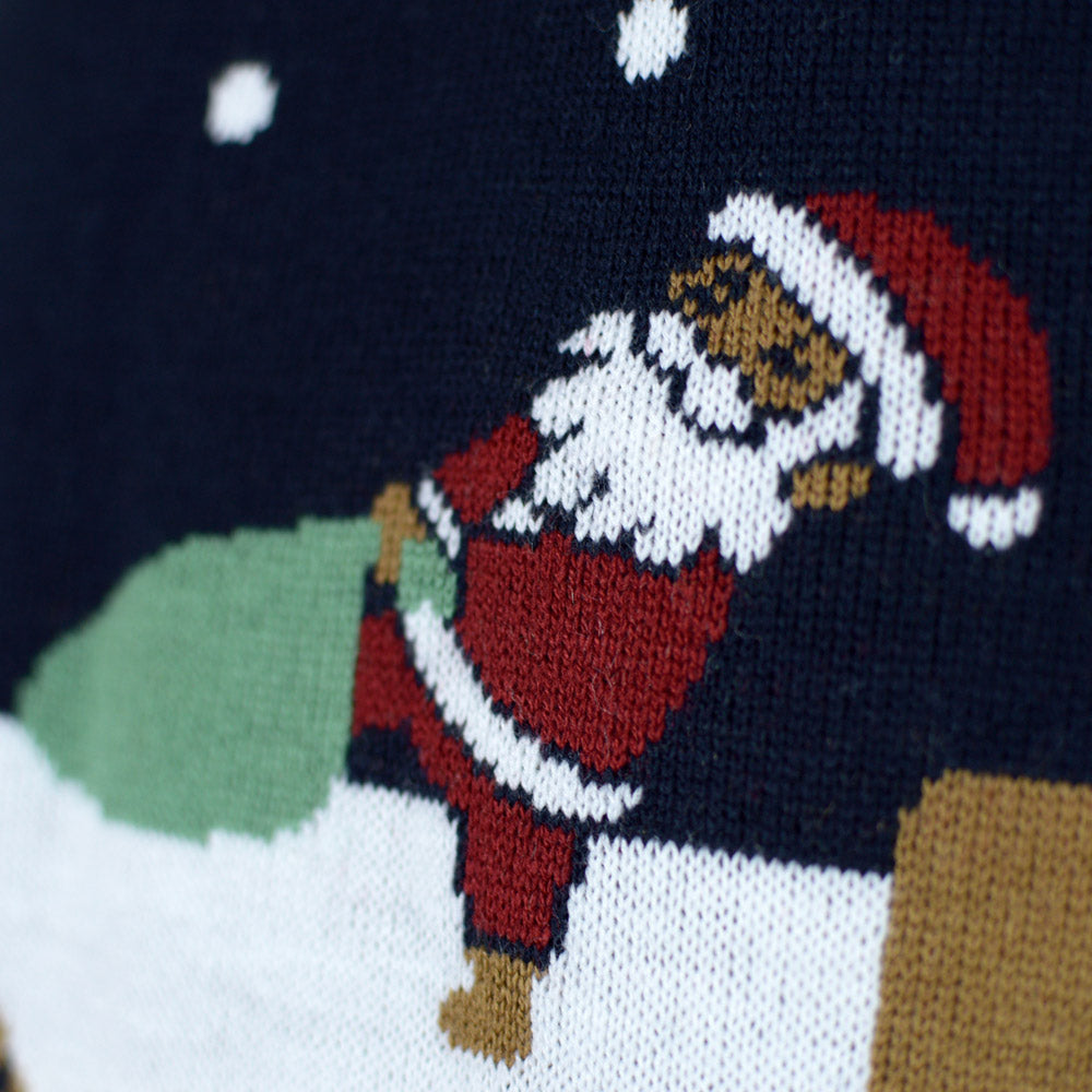 Maglione Natalizio Donna con Luci LED Blu Merry Christmas