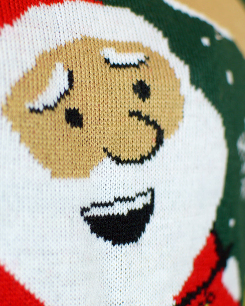 Maglione Natalizio da Donna con Luci LED in Confusione Babbo Natale