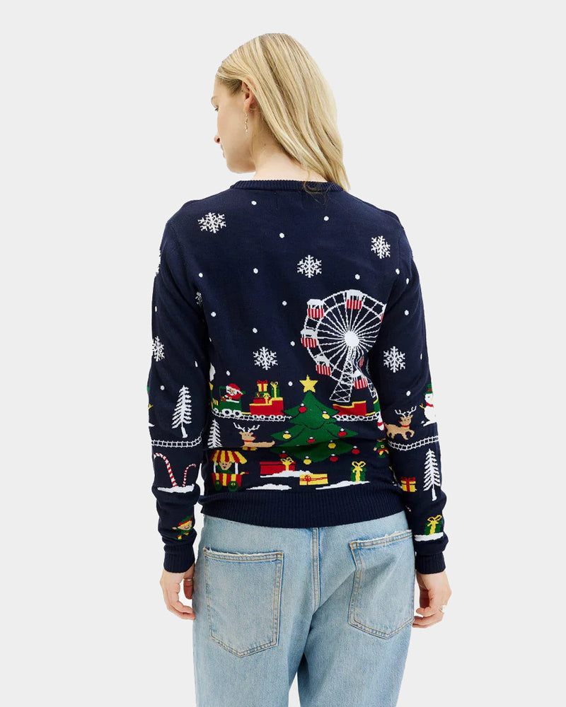 Maglione Natalizio da Donna con Luci LED Fiera Natalizio
