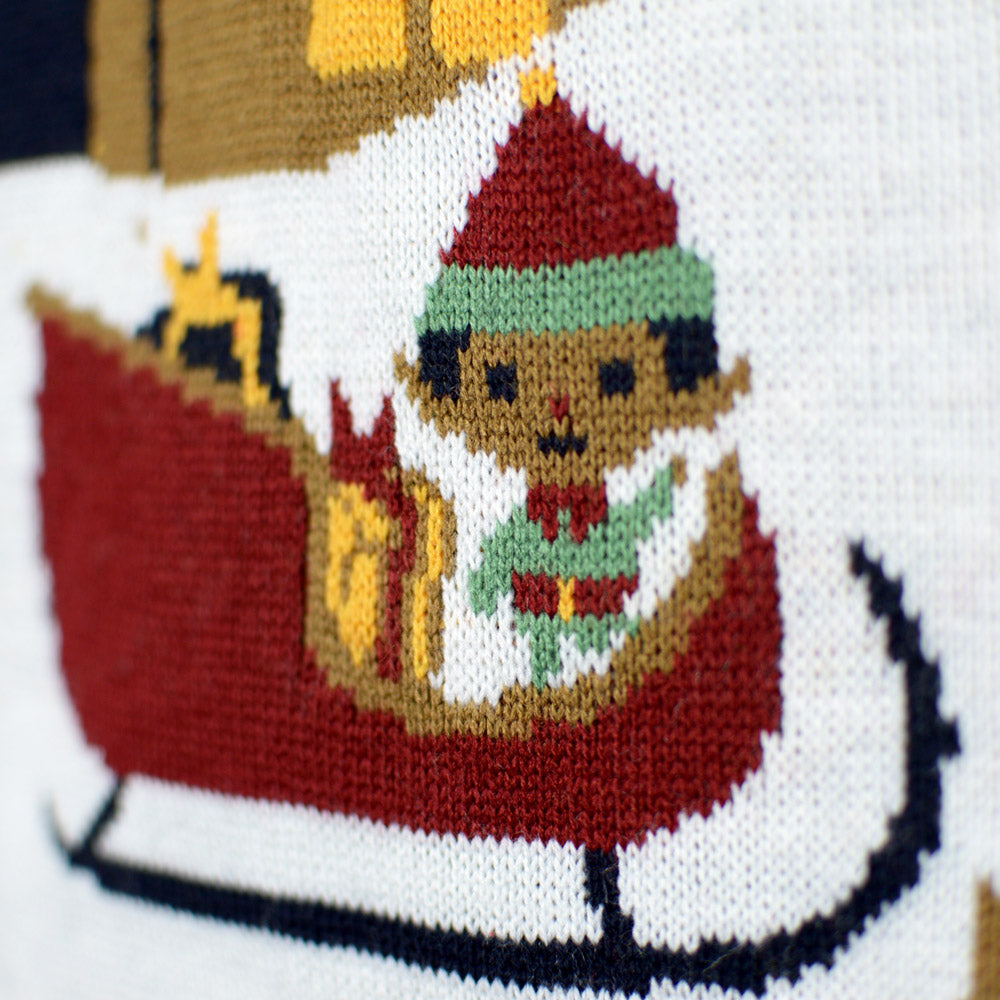 Maglione Natalizio Blu Donna con Luci LED Merry Christmas