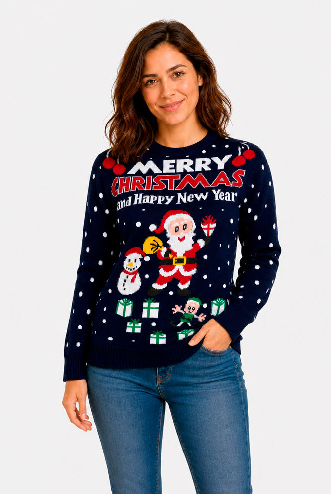 Maglione Natalizio da Donna Merry Christmas and Happy New Year