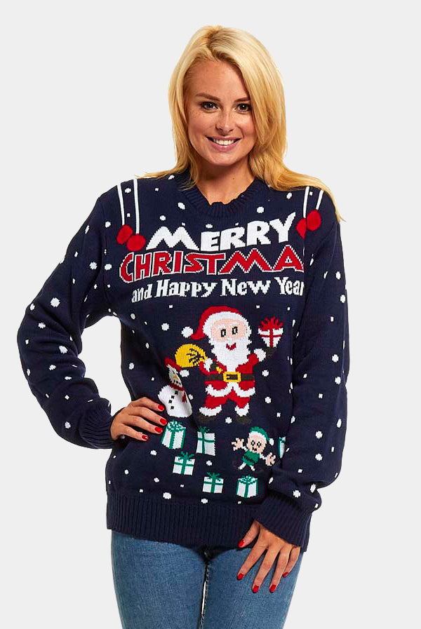 Maglione Natalizio da Donna Merry Christmas and Happy New Year