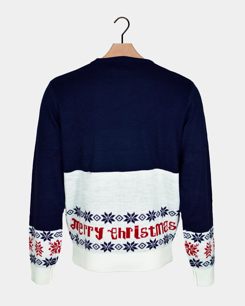 Maglione Natalizio Renna Rudolph da Donna Blu con Babbo Natale