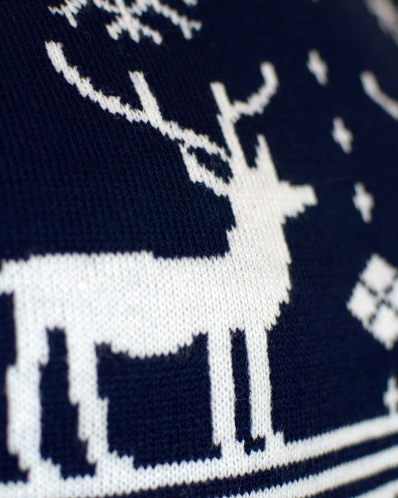 Maglione Natalizio da Donna Nordic con Renne e Stelle Blu