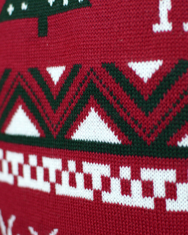 Alberi di Natale e Renne Maglione Natalizio da Donna Rosso