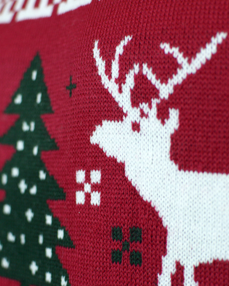 Alberi di Natale e Renne Maglione Natalizio Rosso da Donna