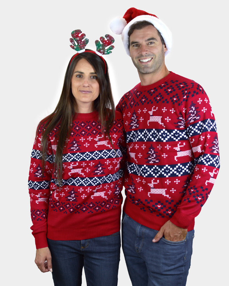 Maglione Natalizio da Donna e Uomo Rosso Canada