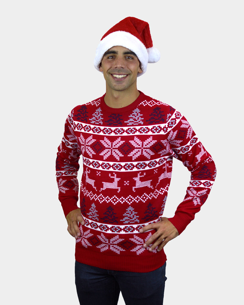 Maglione Natalizio da Donna Rosso Classico Stelle Polari Uomo