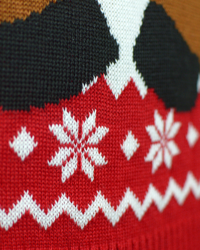 Maglione Natalizio da Donna Rosso con Sciarpa Renna Rudolph