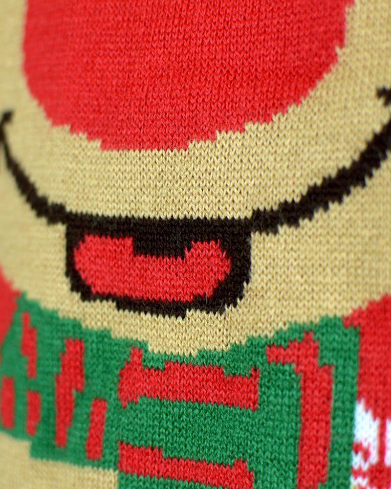 Maglione Natalizio Rosso Donna con Renna con Sciarpa