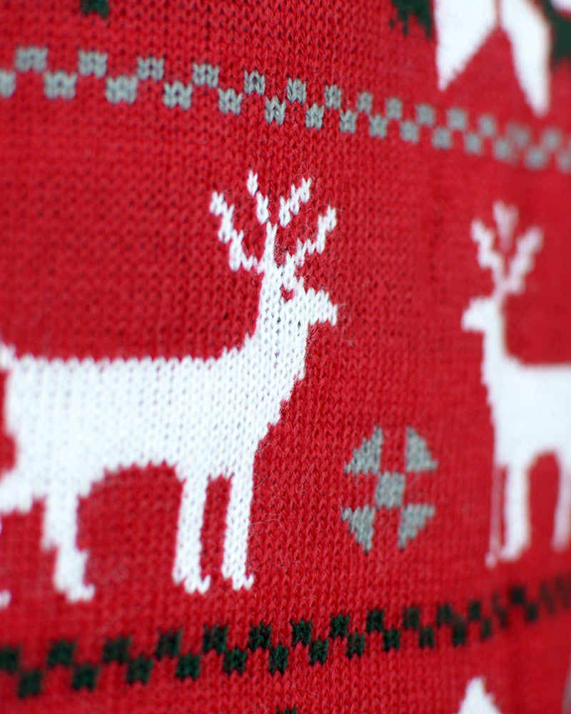 Maglione Natalizio Rosso da Donna Alberi Renne e Stelle Polari