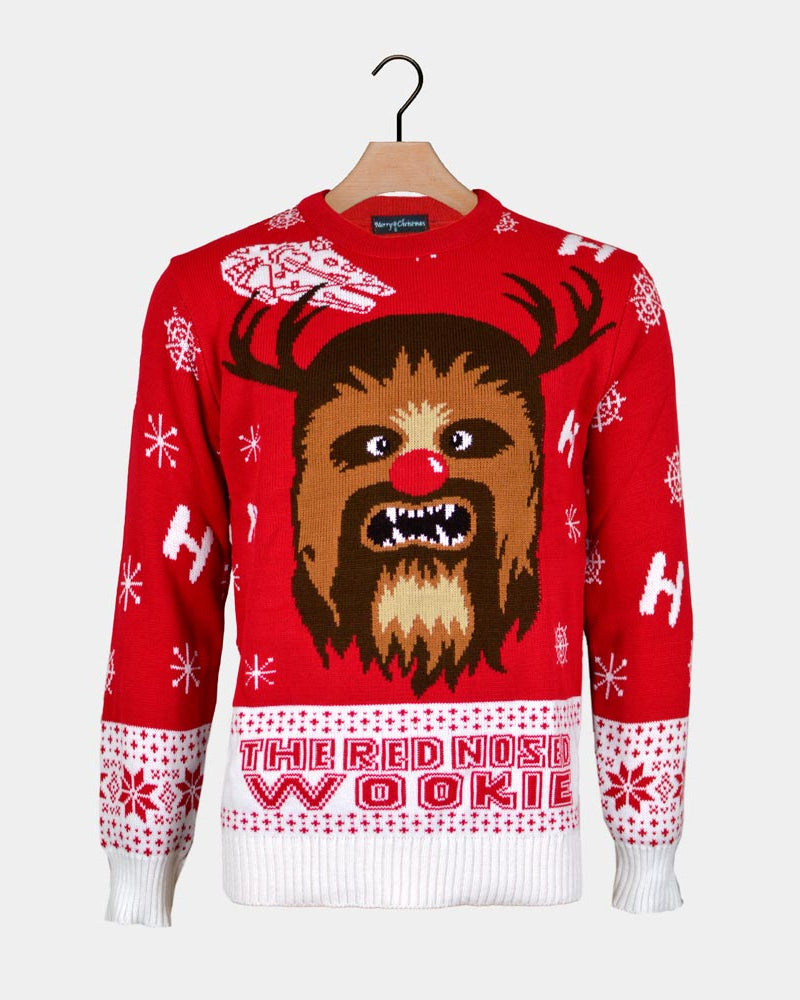 Maglione Natalizio Rosso Donna Star Wars Wookiee