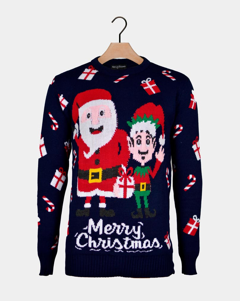 Maglione Natalizio Babbo Natale ed Elfo