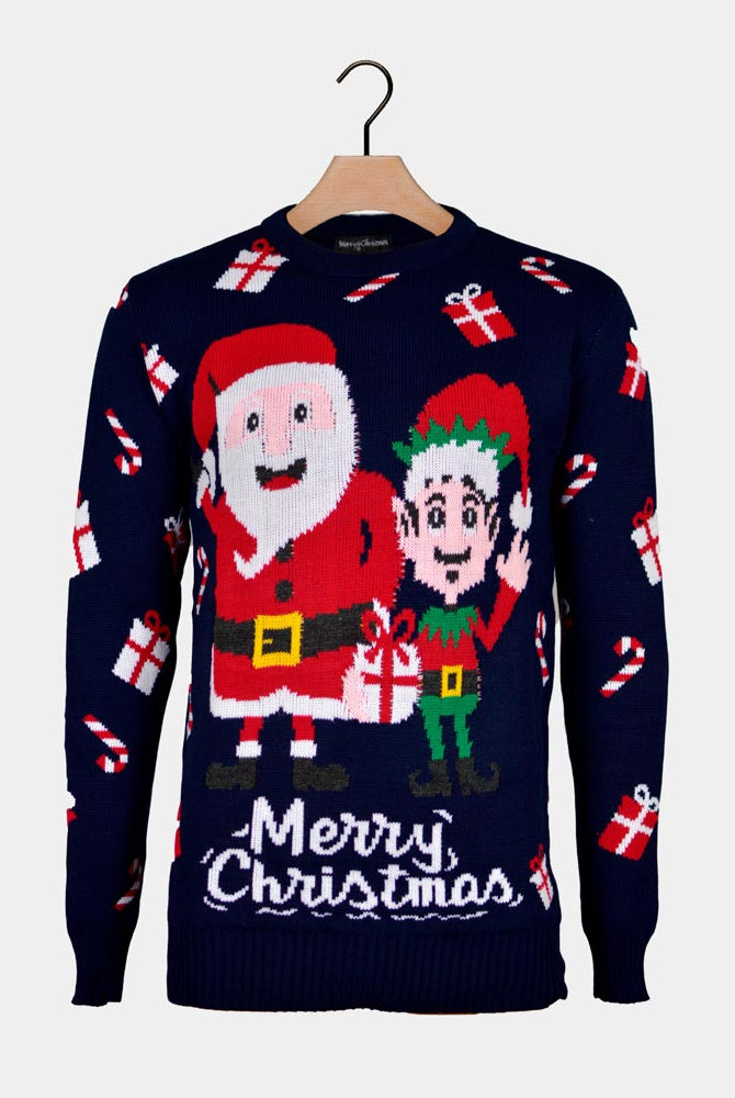 Maglione Natalizio Babbo Natale ed Elfo