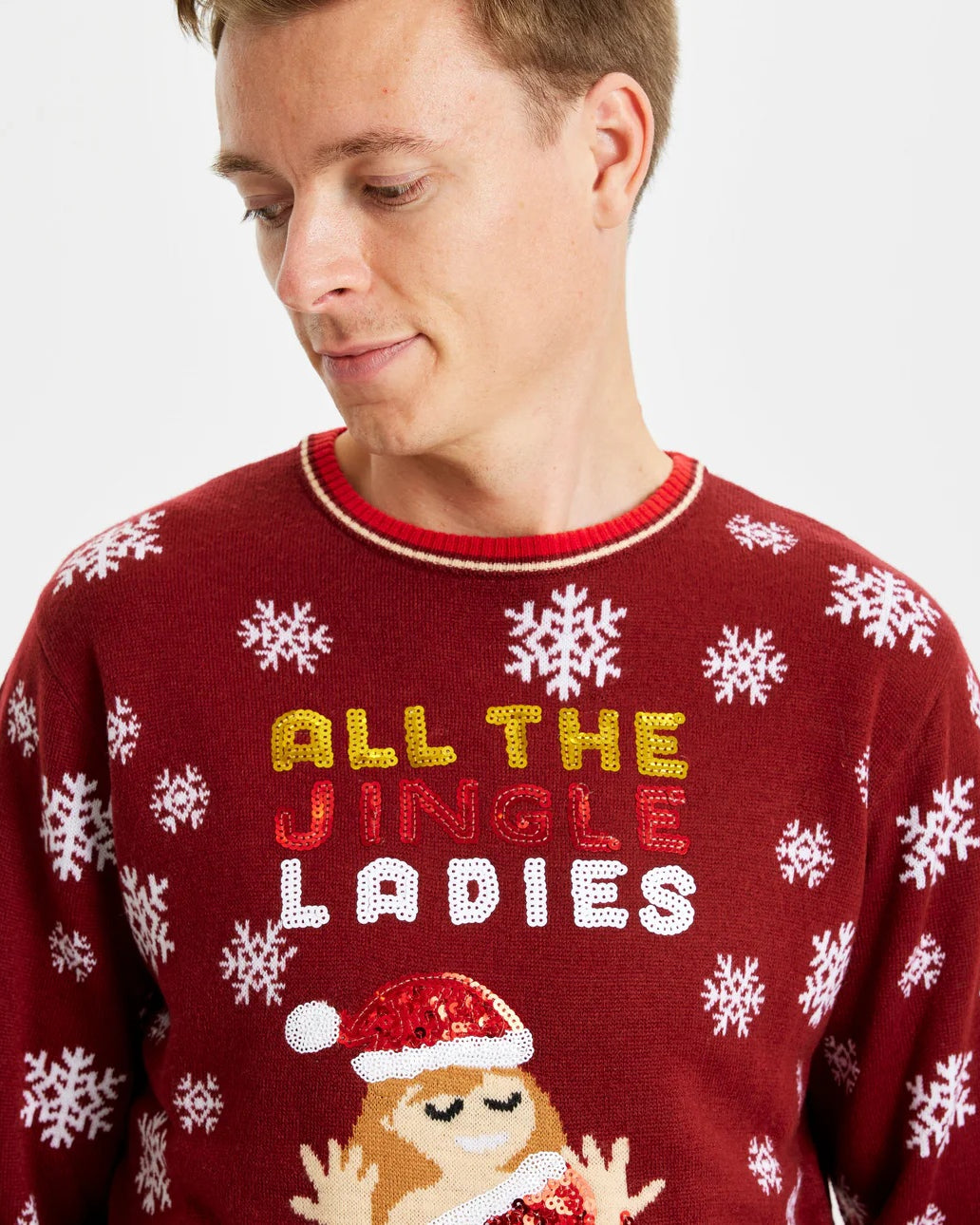 Maglione Natalizio da Donna Uomo Jingle Ladies con Paillettes