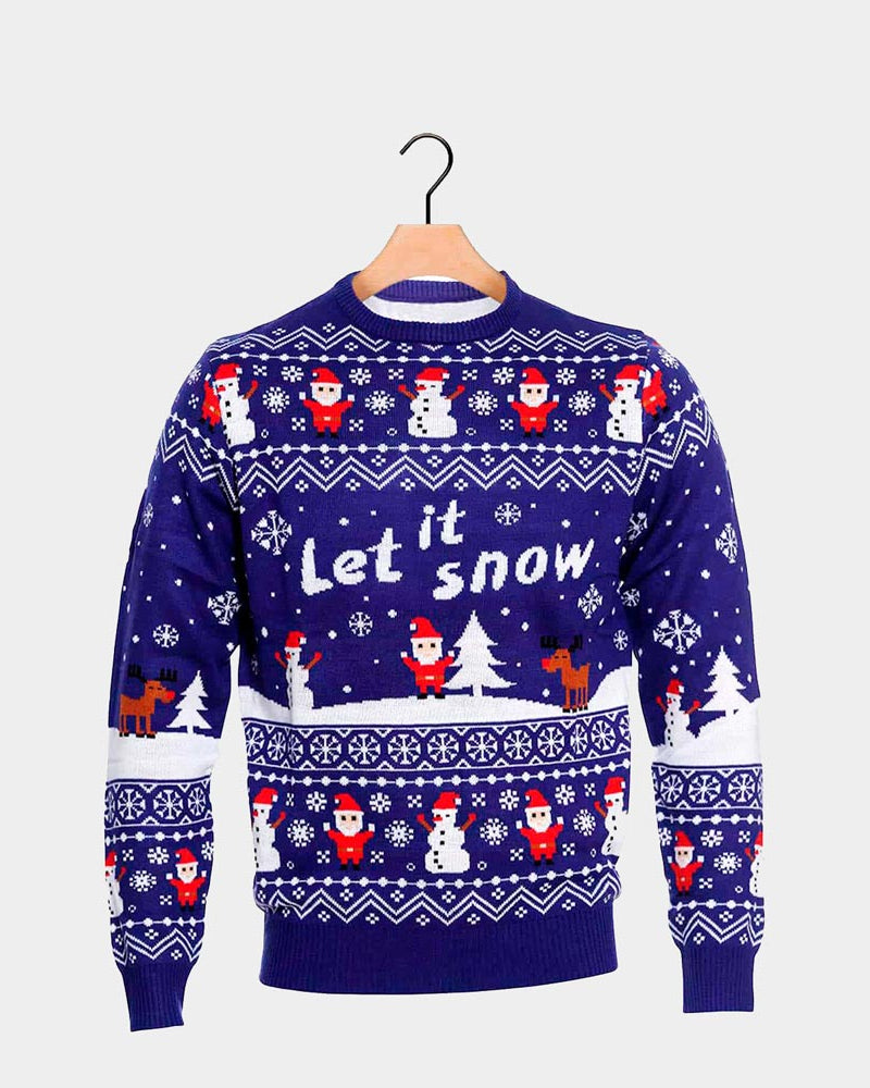 Maglione Natalizio da Donna e Uomo Let it Snow Blu