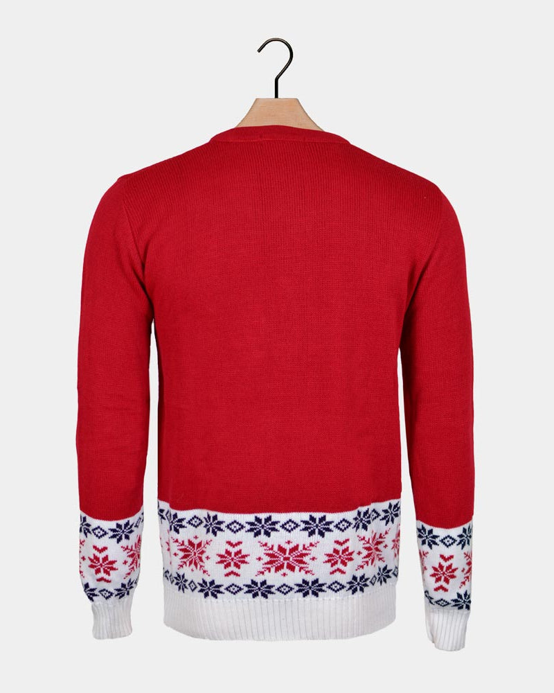 Maglione Natalizio da Donna Uomo Rosso Renna e Neve