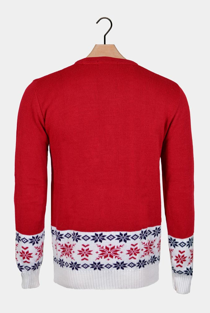 Maglione Natalizio da Donna Uomo Rosso Renna e Neve