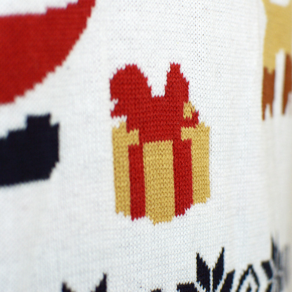 Maglione Natalizio Famiglia con Babbo Natale e Renna Rudolph Blu