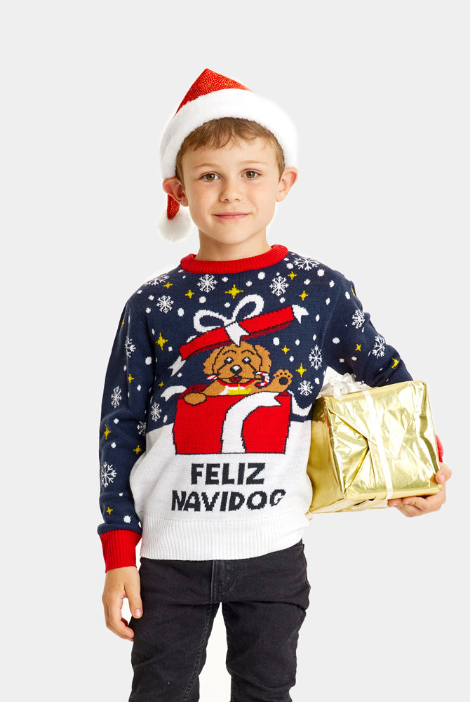Maglione Natalizio Famiglia Bambini Feliz Navidog
