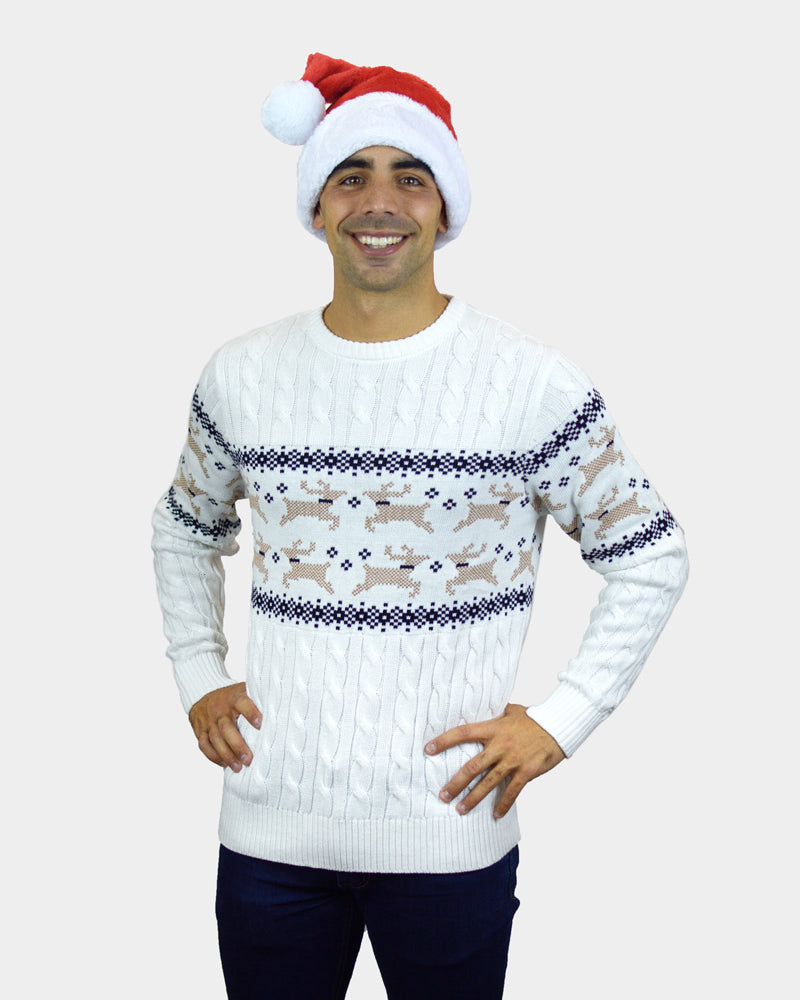 Maglione Natalizio per la Famiglia Bianco Elegante Alaska uomo