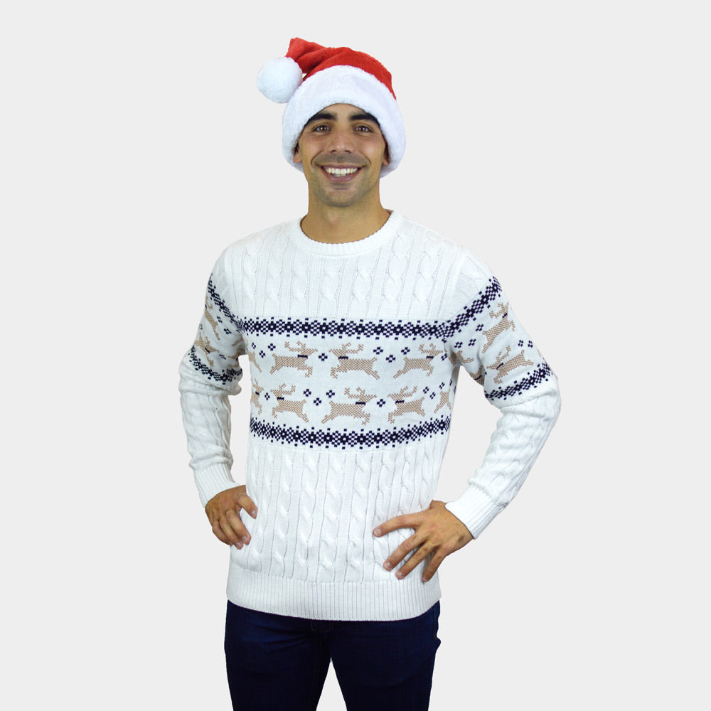 Maglione Natalizio per la Famiglia Bianco Elegante Alaska uomo