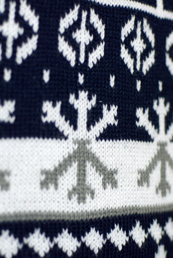 Maglione Natalizio famiglia Blu Alberi di Natale e Renne Neve