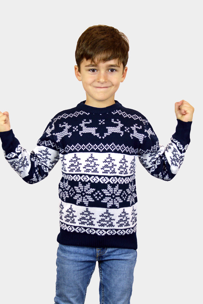 Maglione Natalizio per la Famiglia Blu Polo Nord bambini