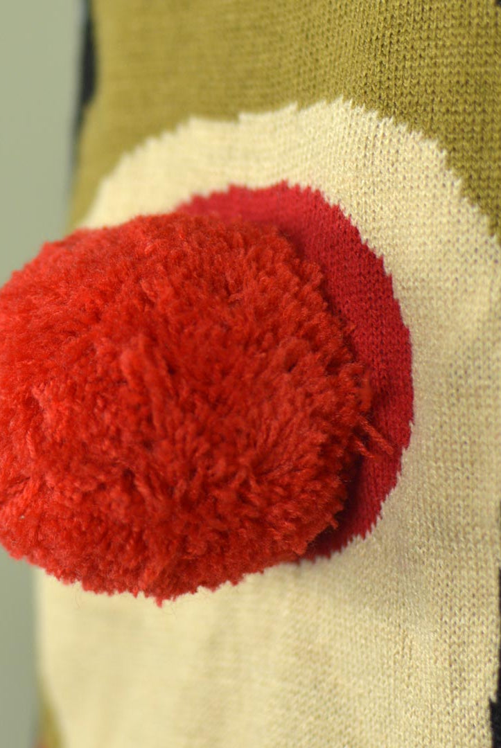 Maglione Natalizio per la Famiglia Blu Renna Rudolph Naso Rosso 3D