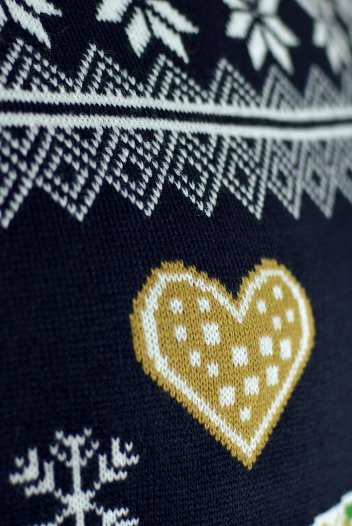 Maglione Famiglia Natalizio con Luci LED Casa di Pan di Zenzero