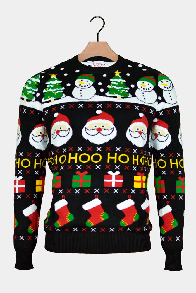 Maglione Natalizio per la Famiglia Cotone Biologico Babbo Natale Pupazzi di Neve Regali